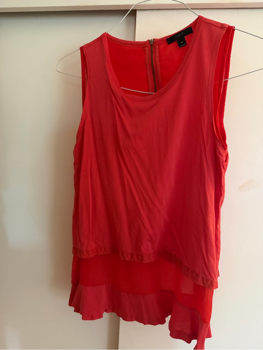 J. Crew Coral-Red Layered Sleeveless Top